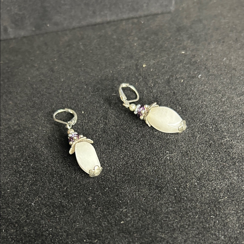 Elegant Silver and Purple Drop Earrings